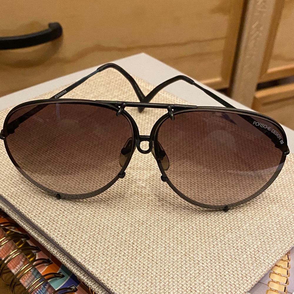 Porsche Design Black Aviator Sunglasses